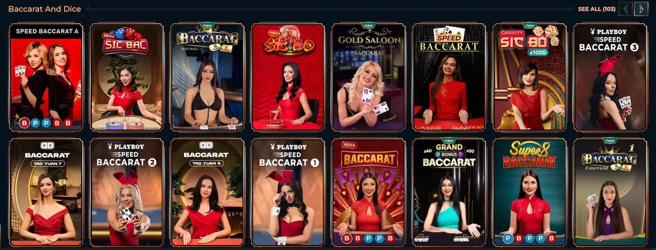 Monsterwin live baccarat table streamed in high definition
