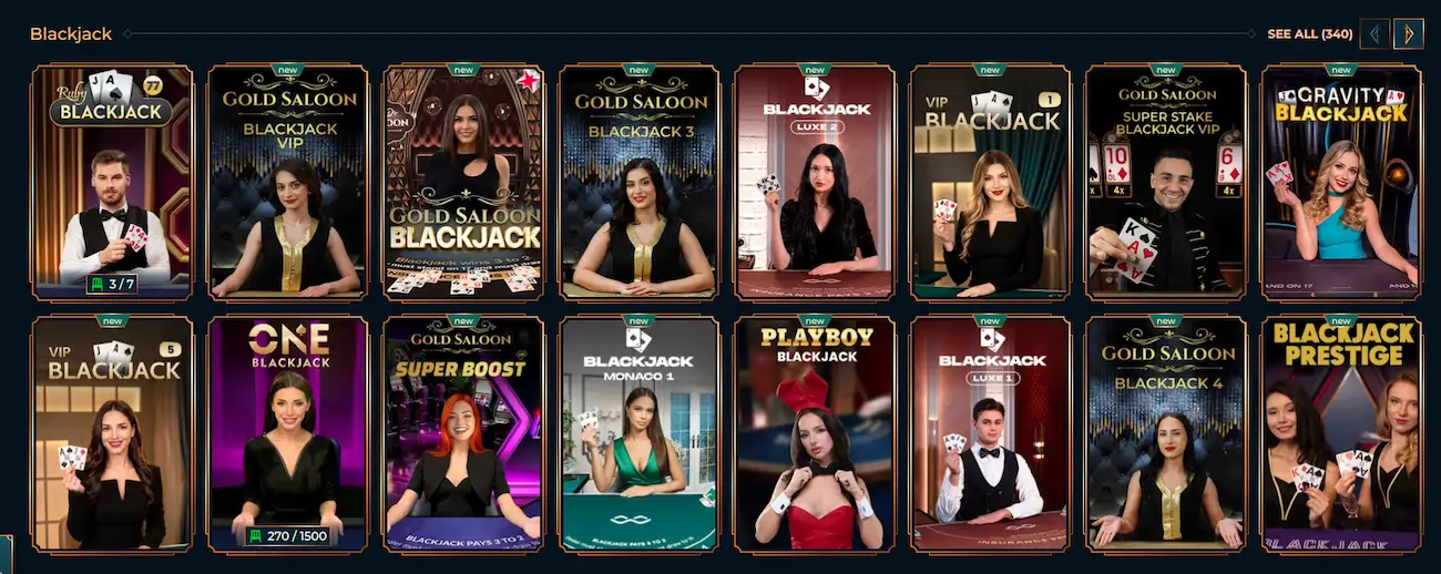 Monsterwin live blackjack table with dealer and betting spots