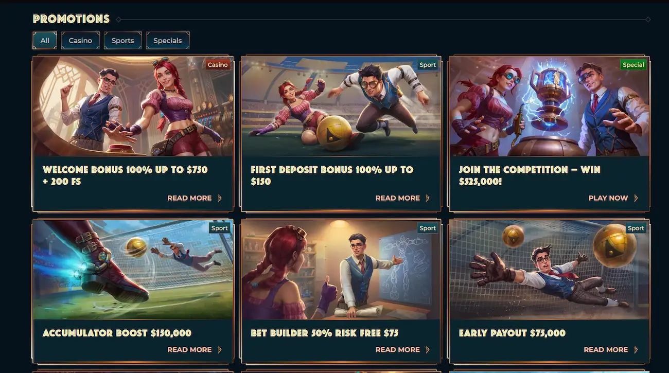 Monsterwin welcome bonus and promotions screen showing the Bonus Store